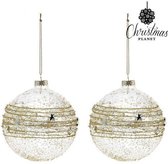 Kristal Gouden Kerstballen Christmas Planet 10 cm (6 Stuks)