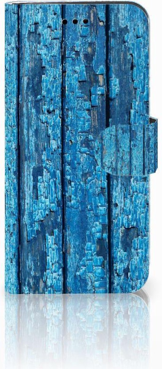 Huawei P10 Lite Book Style Case Wood Blue