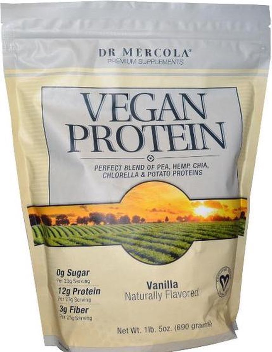 Vegan eiwit proteine, vanille smaak (690 g) - Dr. Mercola