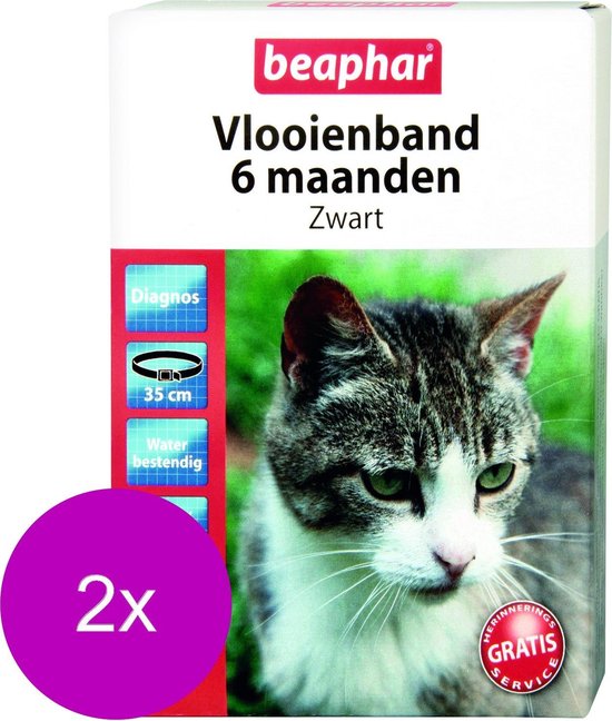 Beaphar Vlooienband 6 Maanden Kat 35 cm - Anti vlooienmiddel - 2 x Zwart