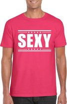 Sexy t-shirt fuscia roze heren M