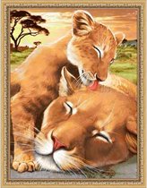 Diamond Painting Baby Lion with Mother AZ-1740