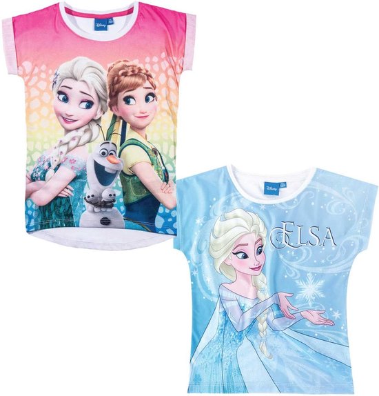 Integraal vervormen Andrew Halliday Disney-Frozen-2-pak-T-shirt-lichtblauw-maat-140 | bol.com