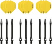 Dragon darts - 3 sets - XS100 Poly - Geel - Darts flights - plus 3 sets - aluminium - darts shafts - zwart - medium