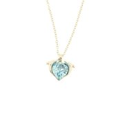 Behave® Dames ketting zilver-kleur met hartje blauw steentje 40 cm