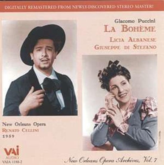 Cd-hoes van Puccini's La Bohème met Giuseppe di Stefano en Licia Albanese in 1959.