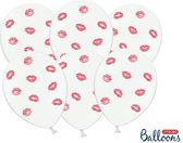 Ballonnen wit Lippen rood 50 stuks
