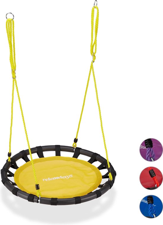 Relaxdays Nestschommel - ronde schommel - 80 cm - kinderschommel - schommel  buiten - geel | bol.com