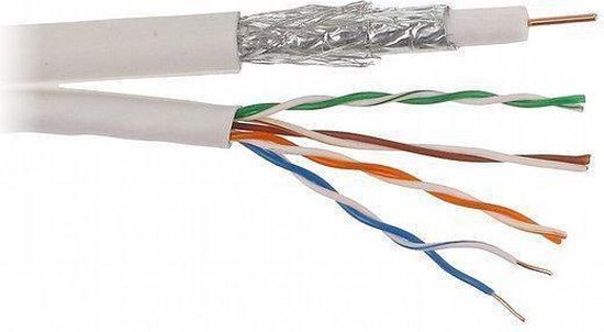 Combikabel / Coaxkabel / Coaxcombikabel Coax RG6 + UTP CAT5e kabel Geschikt  voor... | bol.com