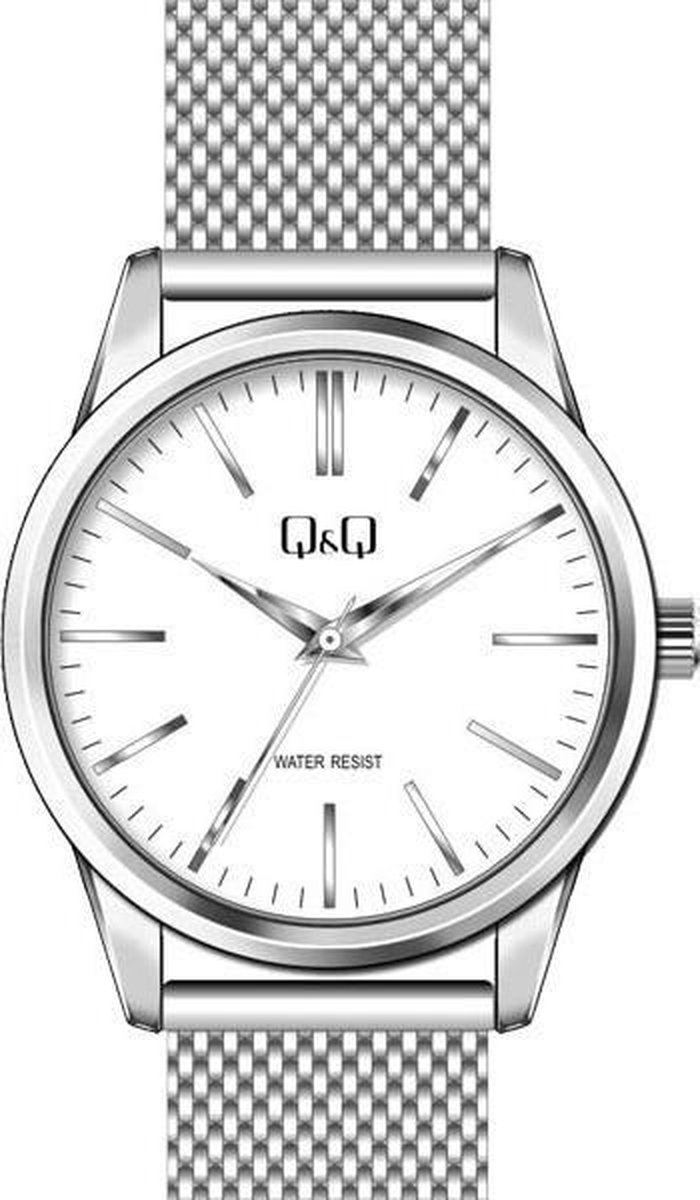 QQ heren horloge QB02J800Y- Zilverkleurig metalen band en horlogekast