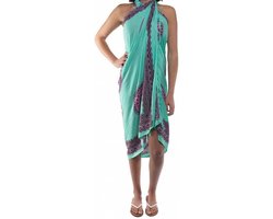 Pareo beach - dames - sarong - omslagdoek - wikkeljurk - strand - stranddoek - Flower seagreen tosca