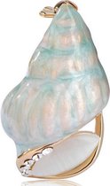 Geshe-Dames broche schelp met zirkonia-goudkleurige-cadeau voor vrouw