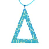 Blauwe ketting met driehoek hanger en giraffe design