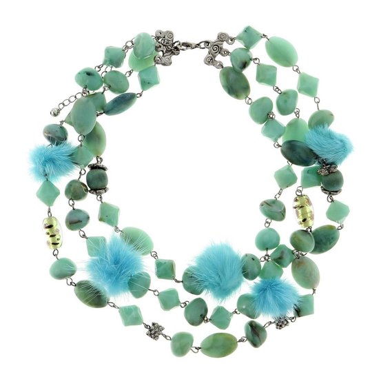 Natuurlijke Arizona Turquoise Kralen Ketting Sterling Zilver - 45cm Gladde Rondelles Turkoois