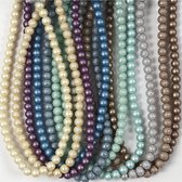 Perles de verre, d: 8 mm, couleurs métalliques, 550 assorties