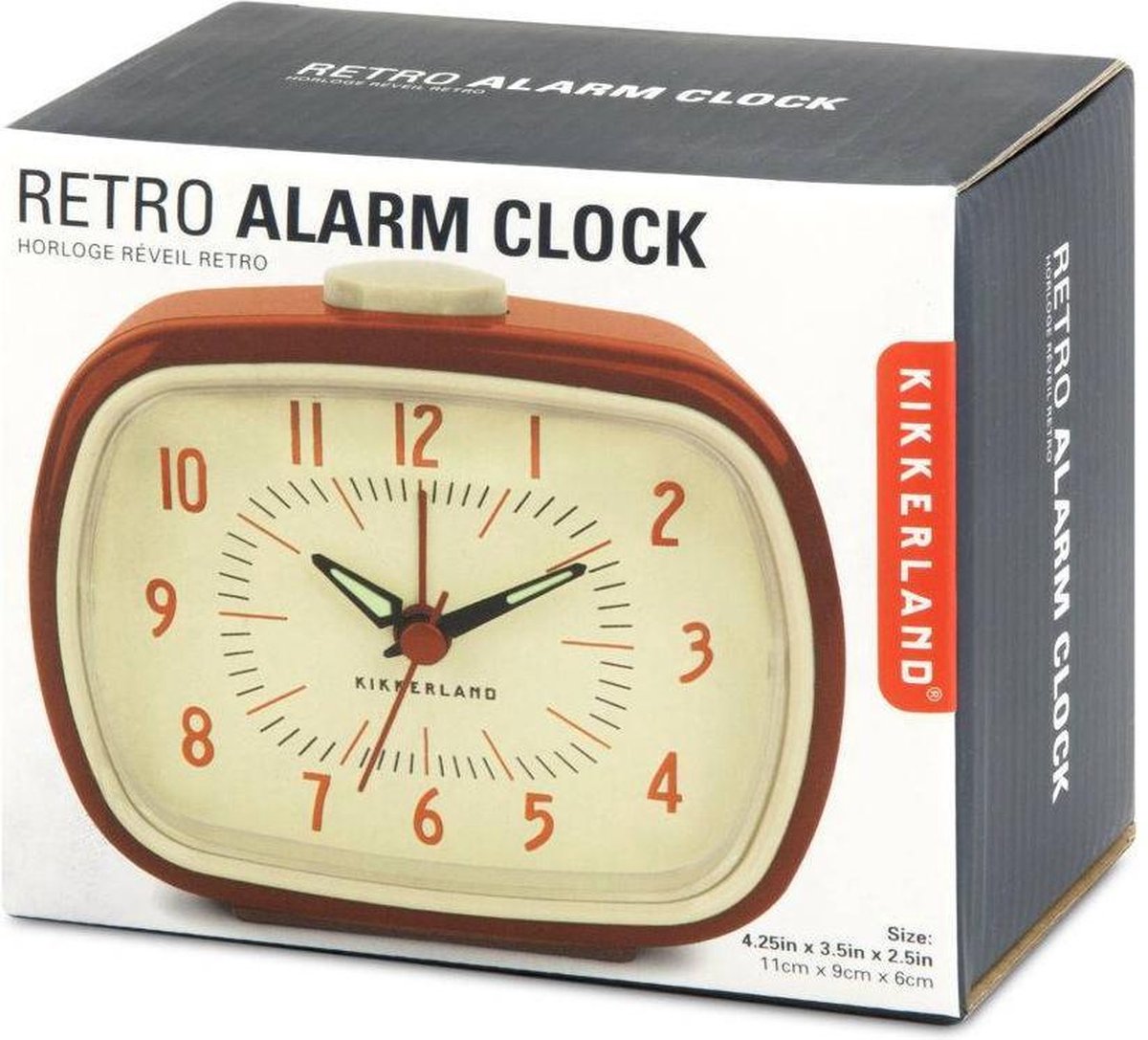Kikkerland Retro Wekker Classic Alarm Clock Vintage Rood