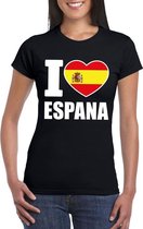 Zwart I love Spanje fan shirt dames XL