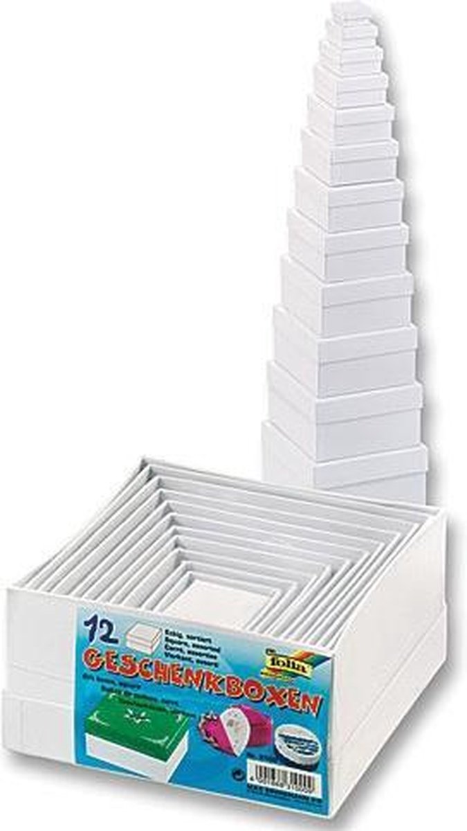 geschenkdozen Folia vierkant wit 12 stuks verschillende     formaten