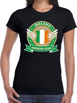 Zwart Ireland drinking team t-shirt zwart dames - Ierland kleding XL