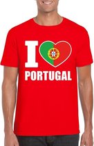 Rood I love Portugal supporter shirt heren - Portugees t-shirt heren S