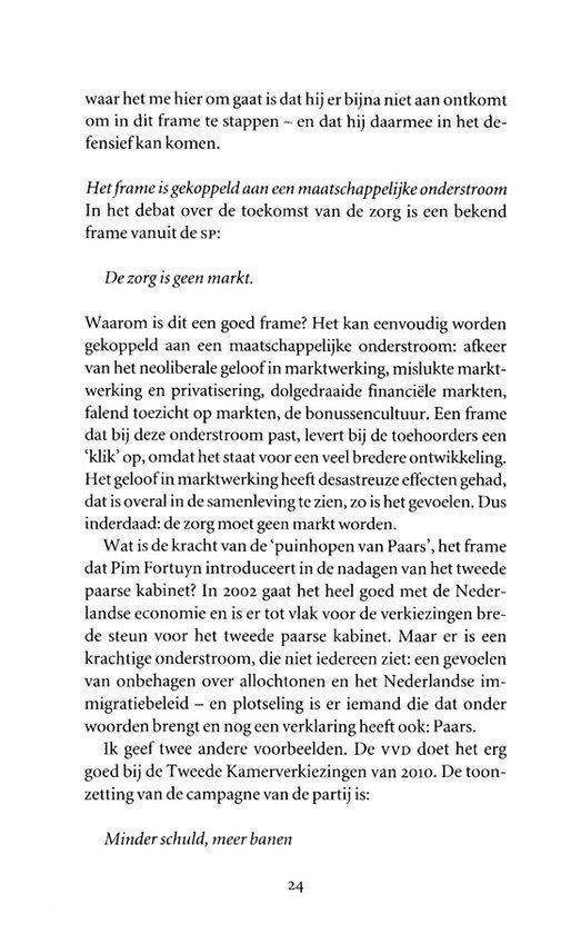 Pagina met tekst over framing en politiek. Geen afbeelding.
