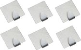 6x RVS handdoekhaakjes / ophanghaakjes - vierkant - zelfklevende haakjes