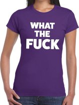 What the Fuck tekst t-shirt paars dames XS