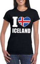Zwart I love Ijsland fan shirt dames XS