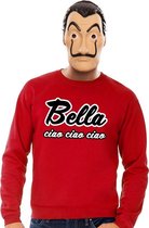 Rood Bella Ciao sweatshirt maat L - met La Casa de Papel masker voor heren - kostuum