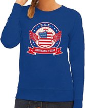 Blauw USA drinking team sweater blauw dames - USA kleding S