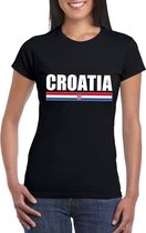 Zwart Kroatie supporter t-shirt voor dames XS