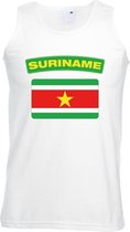 Singlet shirt/ tanktop Surinaamse vlag wit heren L