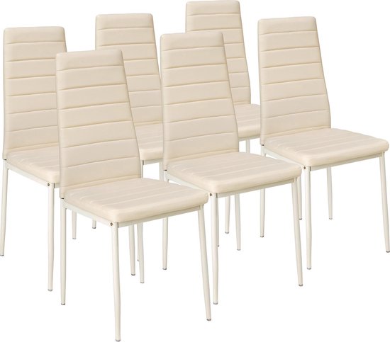 6 chaises de salle à manger, beige, chaises de salle à manger 401852