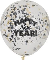 UNIQUE - 6 Happy New Year confetti ballonnen - Decoratie > Ballonnen