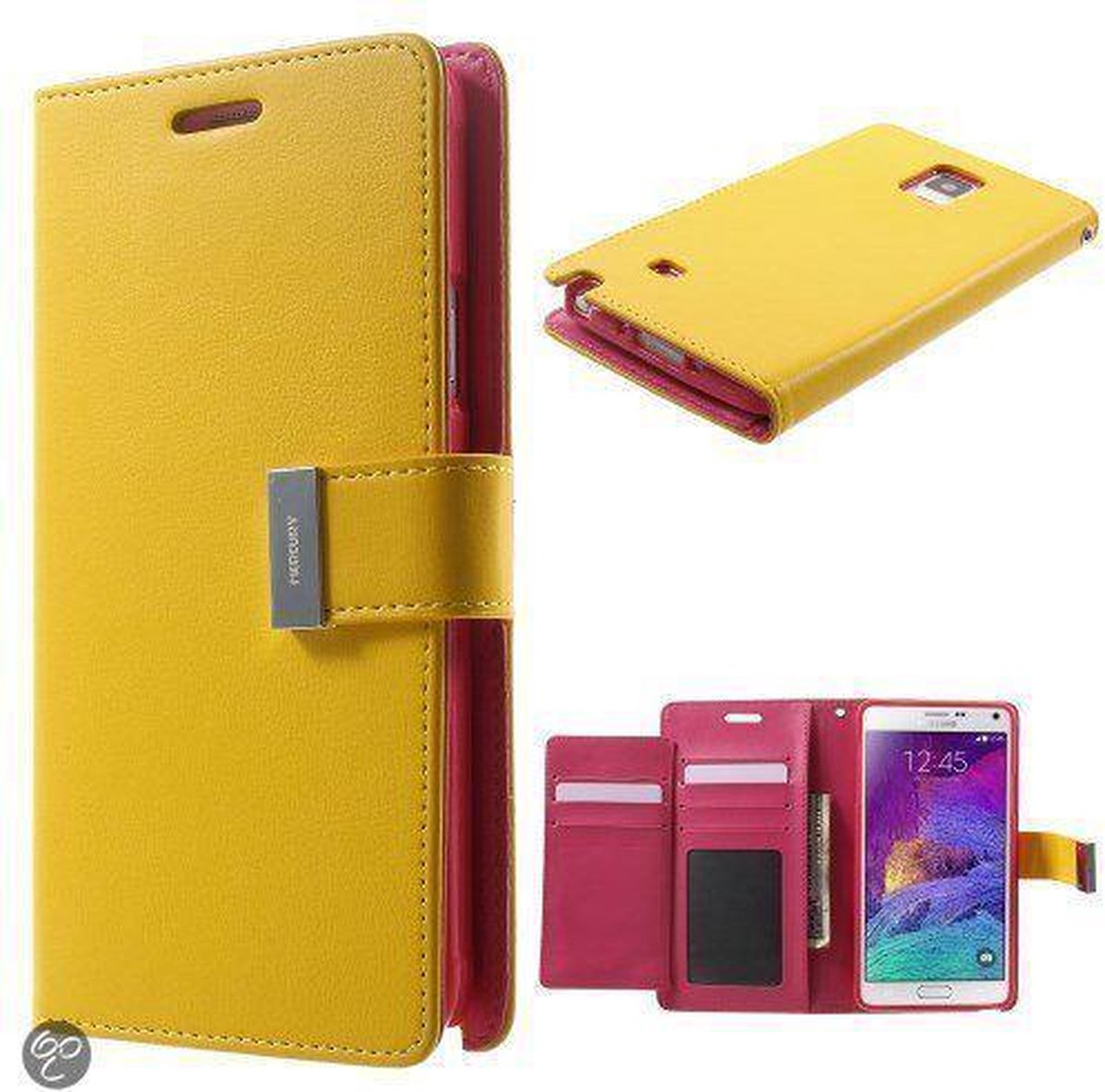 Mercury Rich Dairy wallet case Samsung Galaxy Note 4 Geel