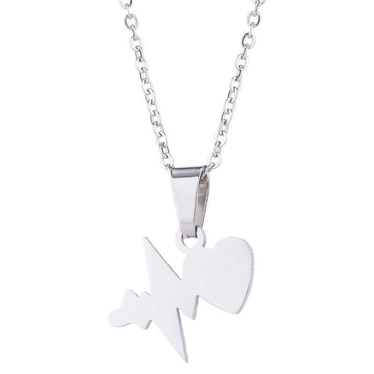 24/7 Jewelry Collection Hartslag Hart Ketting - Zilverkleurig