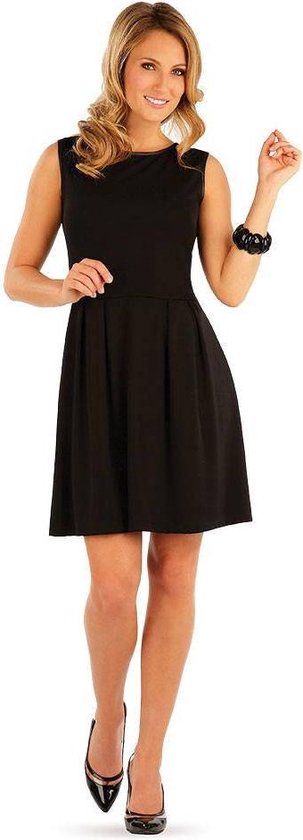 Dames jurkje zonder mouwen zwart en afgewerkt met imitatieleer | M | zwart  | bol.com