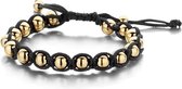 Frank 1967 7FB-0094 - Stalen armband - rope en stalen balletjes 8 mm - one-size - goudkleurig / zwart