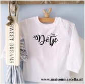 Shirtje Dotje met naam | Lange of korte mouw | wit | maat 56-110