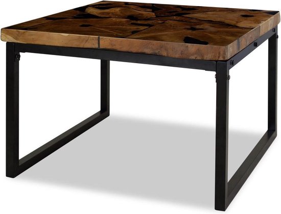 bijzettafel tafel vierkant bruin metaal zwart 60x60x40cm |