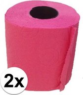 2x Fuchsia toiletpapier rol 140 vellen - Fuchsia roze thema feestartikelen decoratie - WC-papier/pleepapier