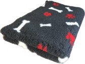 Vetbed Hondendeken Antraciet Rode Pootjes Witte Botjes Latex Anti-Slip 150x100cm