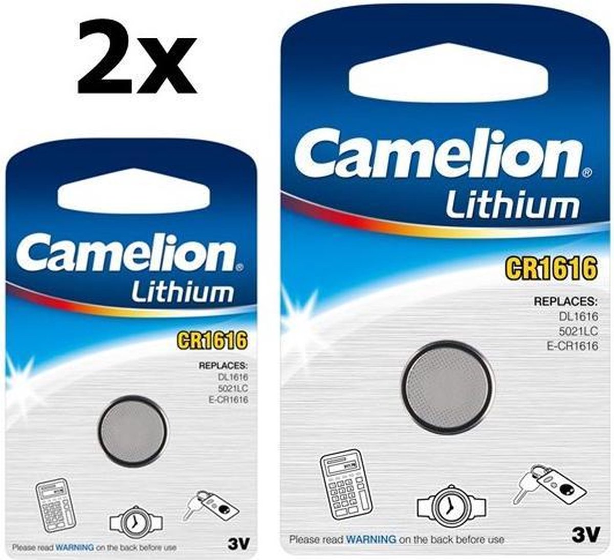2 Stuks Camelion CR1616 3v lithium knoopcelbatterij