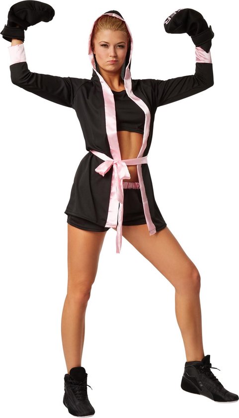 Tot Bewust worden berouw hebben dressforfun - Vrouwenkostuum bokster zwart / roze XL - verkleedkleding  kostuum... | bol.com