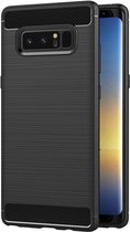 Samsung Galaxy Note 8 Geborsteld Siliconen TPU Hoesje Zwart Rugged Armor