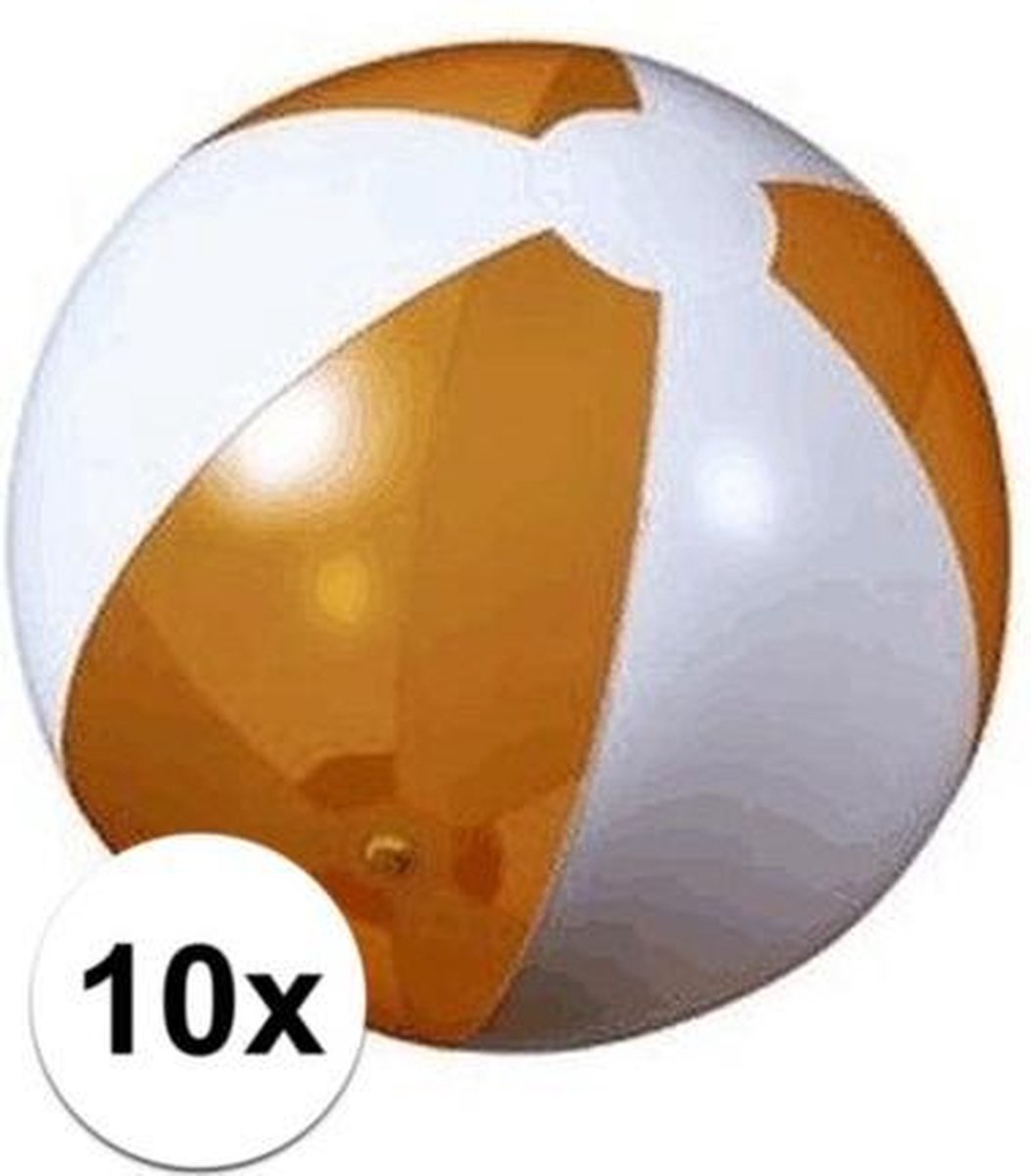 10x Opblaasbare strandbal oranje