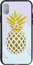 Shop4 - iPhone Xs Max Hoesje - Zachte Back Case Ananas Goud