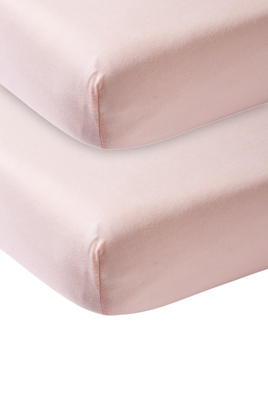 Meyco Baby Uni hoeslaken juniorbed - 2-pack - light pink - 70x140/150cm