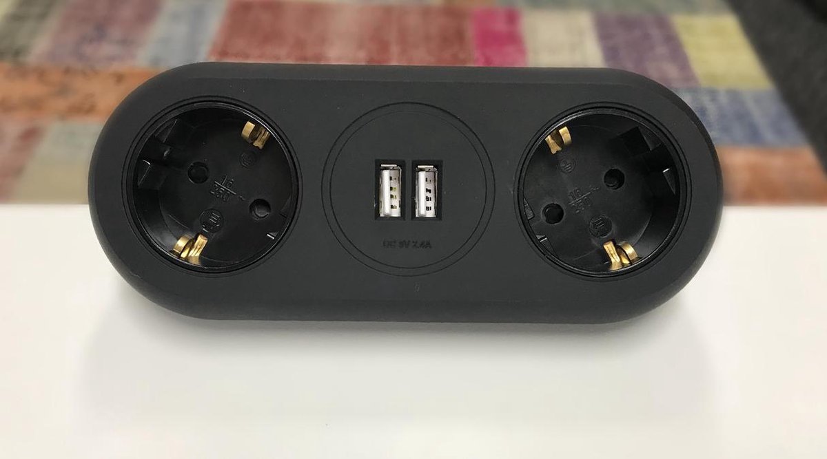 Bremounta stekkerdoos met 2 USB C-laadcontactdozen 5-voudig zwart 3m H05VV-F3G1.5