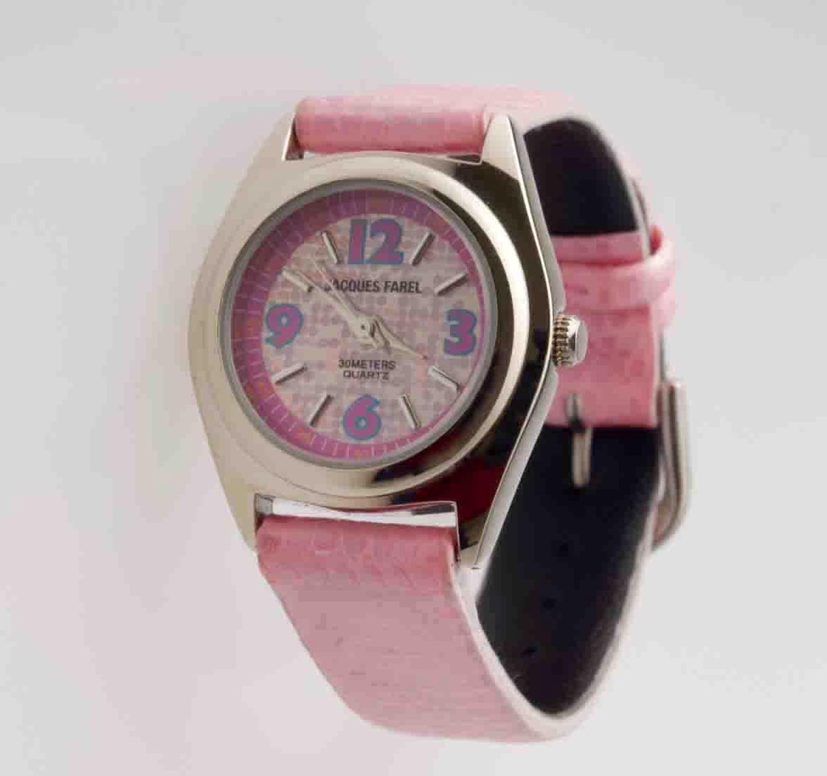 Jacques Farel Teens Horloge Glitter - Meisjes - Roze-Zilver